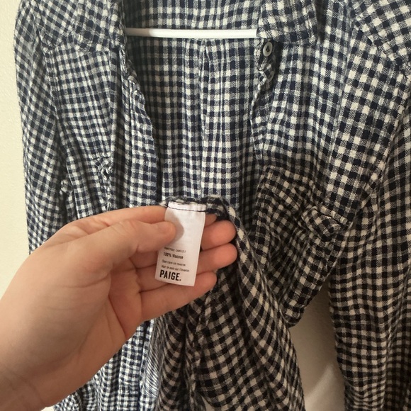 PAIGE Black and White Gingham Button Down Shirt Women’s Medium cabincore - Picture 6 of 6